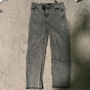 Kendall & Kylie Washed Gray Straight-Leg Jeans